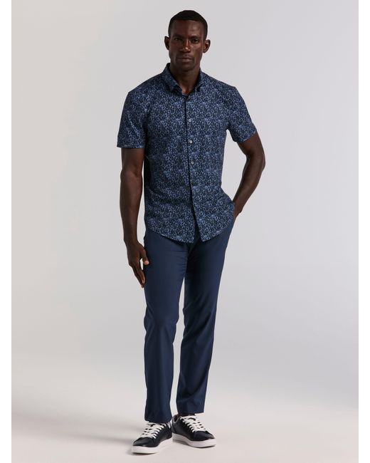 Perry Ellis Blue Slim Fit Watercolor Print Shirt for men