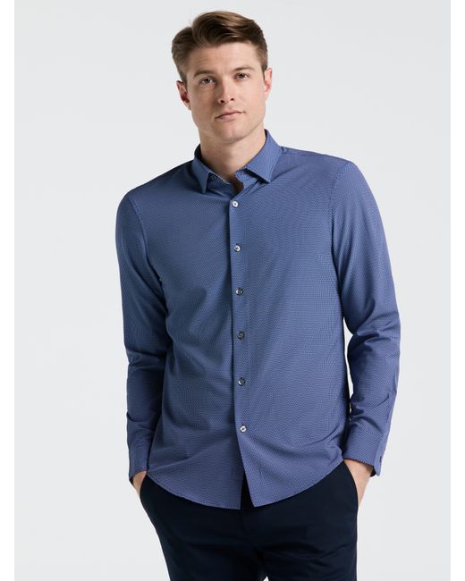 Perry Ellis Blue Slim Fit Float Pattern Shirt for men