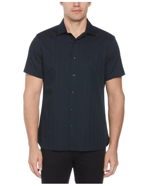 Perry Ellis Black Floral Jacquard Shirt for men