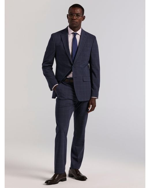 Perry Ellis Gray Slim Fit Windowpane Suit Jacket for men