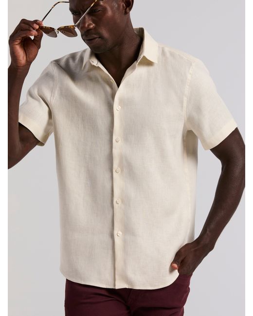 Perry Ellis Blue Linen Short Sleeve Shirt for men