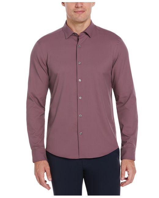 Perry Ellis Purple Untucked Total Stretch Slim Fit Solid Shirt for men