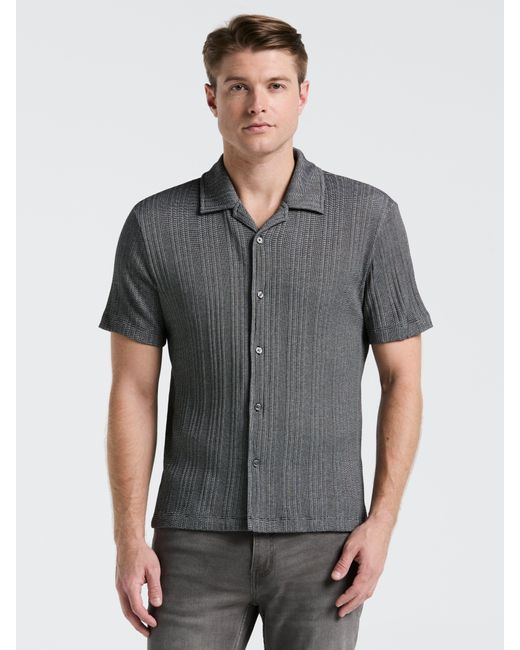 Perry Ellis Gray Ribbed Stripe Shirt for men