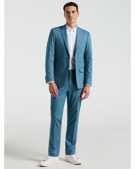 Perry Ellis Blue Slim Fit Solid Cotton Blend Suit Pants for men