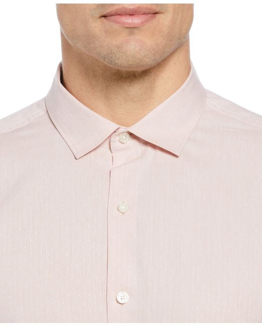 Perry Ellis White Short Sleeve Dobby Shirt for men