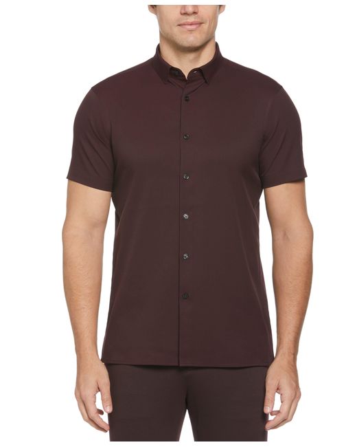 Perry Ellis Brown Slim Fit Total Stretch Solid Shirt for men