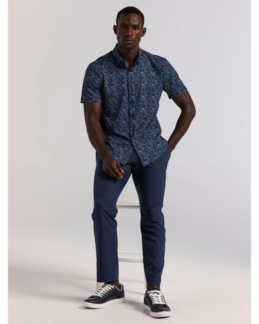 Perry Ellis Blue Slim Fit Watercolor Print Shirt for men