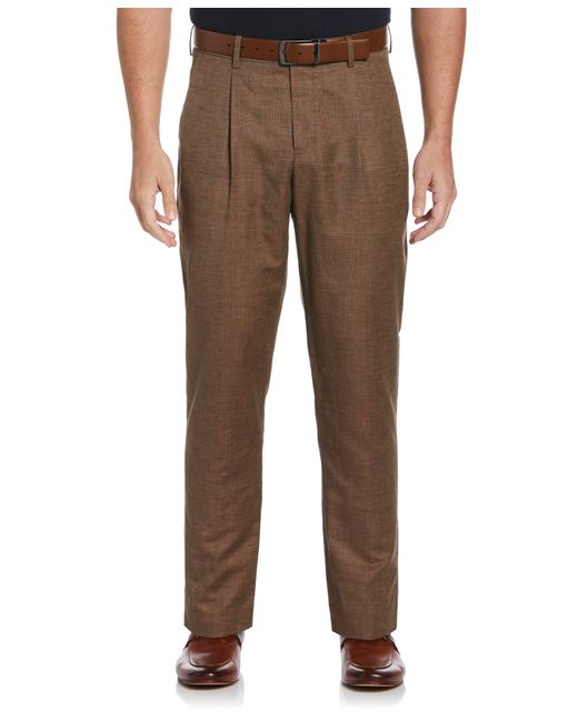 Perry Ellis Brown Tapered Fit Pleated Pants for men