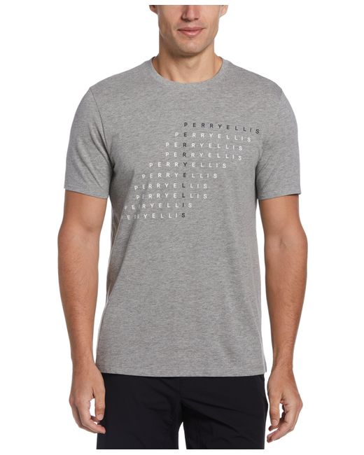 Perry Ellis Gray Logo Cotton T-Shirt for men