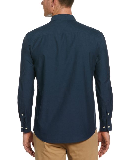Perry Ellis Blue Cotton Washed Oxford Shirt for men