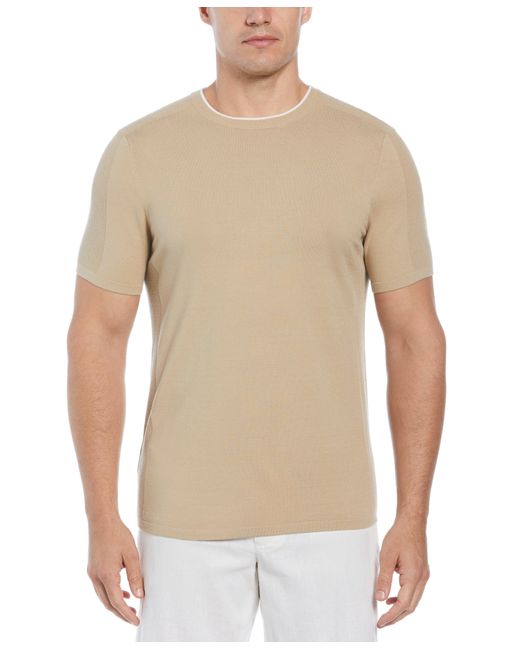 Perry Ellis Natural Textured Knit Crew Neck Shirt for men