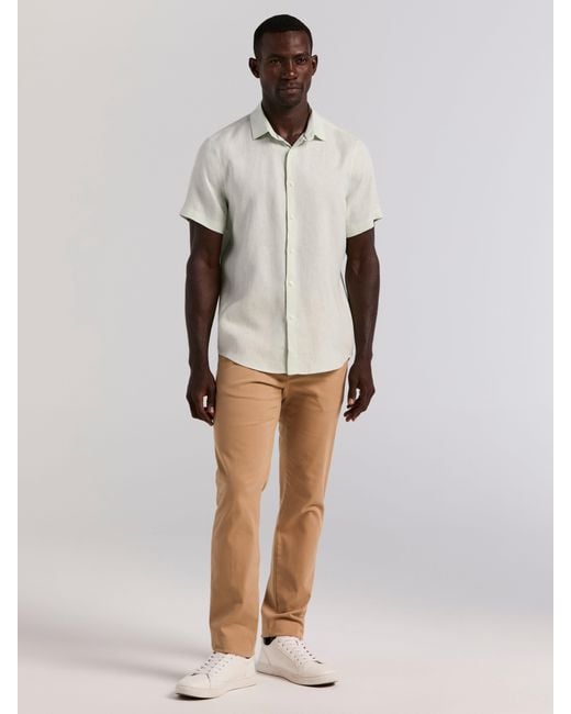 Perry Ellis Blue Linen Short Sleeve Shirt for men