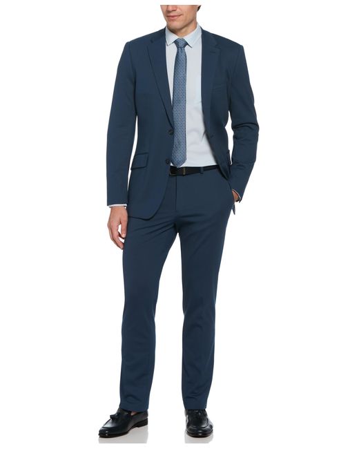 Perry Ellis Blue Slim Fit Azure Pindot Stretch Knit Suit for men