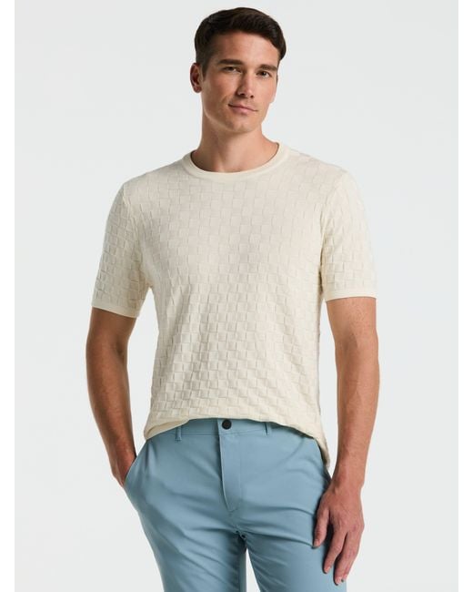 Perry Ellis Gray Square Pattern Crew Neck Sweater T-Shirt for men