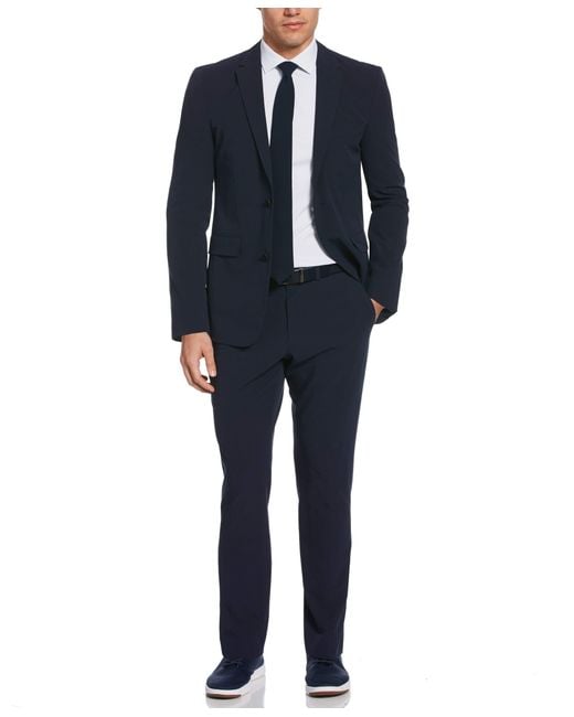 Perry Ellis Blue Slim Fit Non-iron Navy Ventech Suit for men