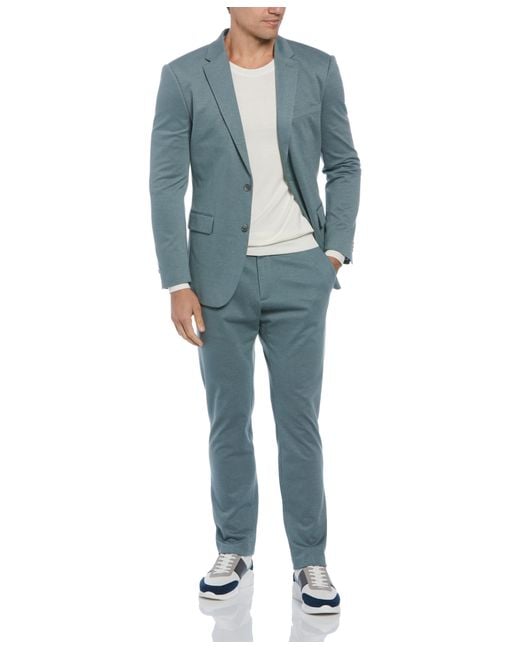 Perry Ellis Slim Fit Two Tone Smart Goblin Blue Knit Suit for men