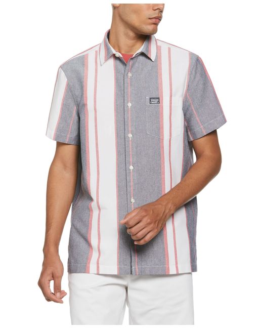 Perry Ellis White Oxford Stripe Print Shirt for men