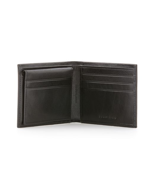 Perry Ellis Black Genuine Glazed Leather Wallet for men