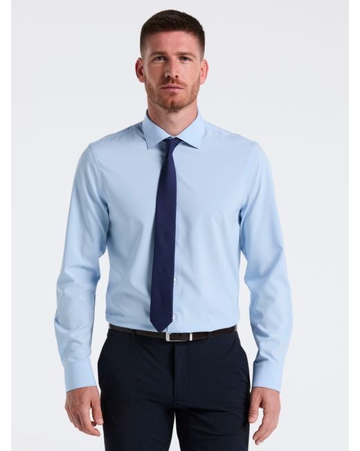 Perry Ellis Blue Performance Tech Solid Dress Shirt for men