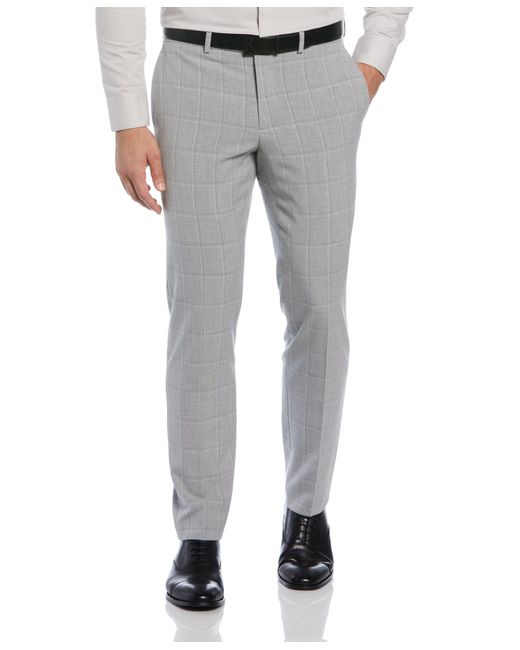 Perry Ellis Gray Slim Fit Windowpane Suit Pant for men
