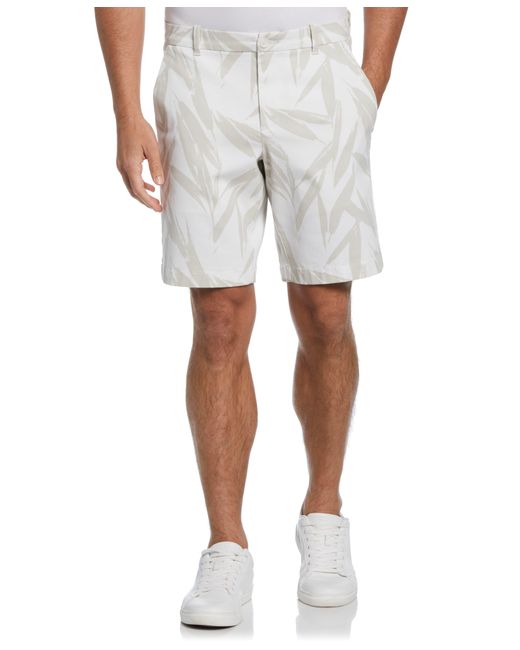 Perry Ellis White Cotton Twill Printed Shorts for men