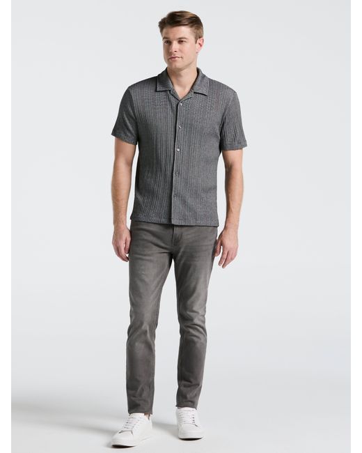 Perry Ellis Gray Ribbed Stripe Shirt for men