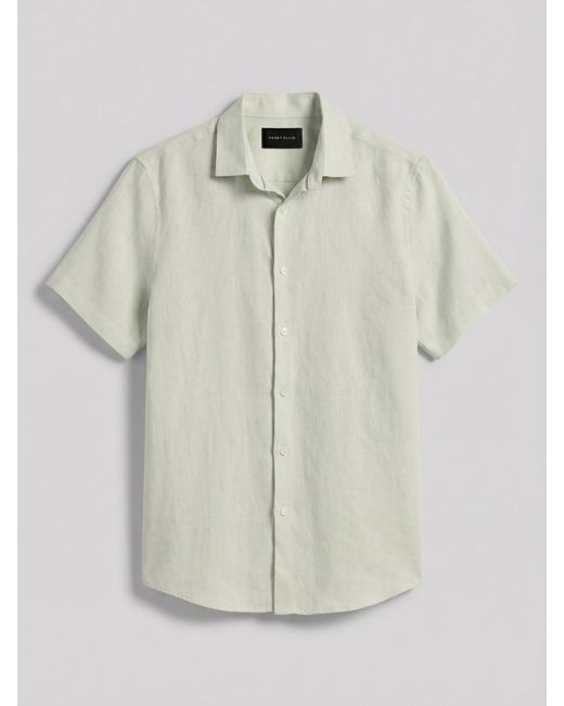 Perry Ellis Blue Linen Short Sleeve Shirt for men
