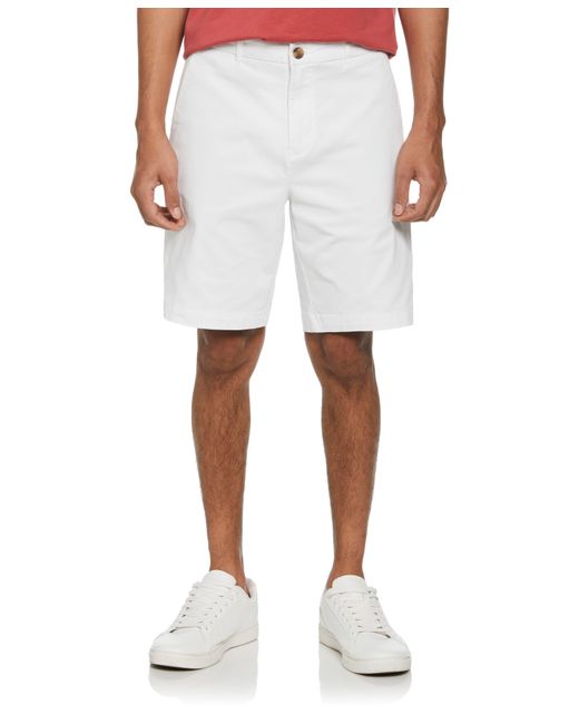Perry Ellis White Flat Front Stretch Chino Short for men