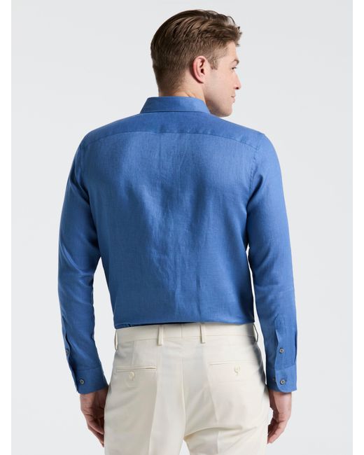 Perry Ellis Natural Linen Long Sleeve Shirt for men