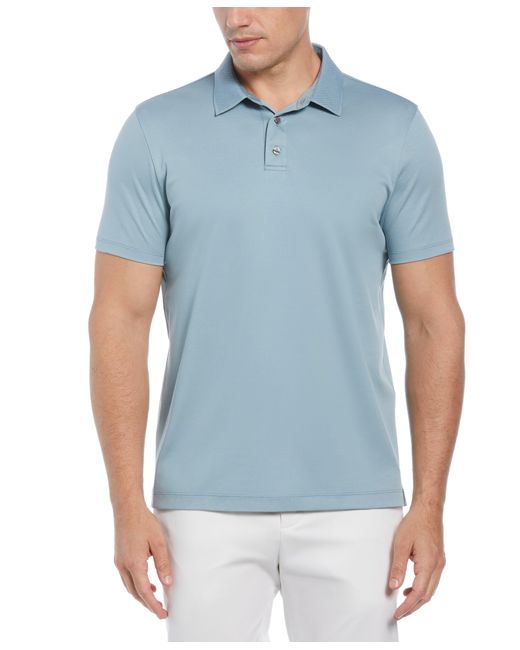 Perry Ellis Blue Cotton Textured Knit Polo Shirt for men