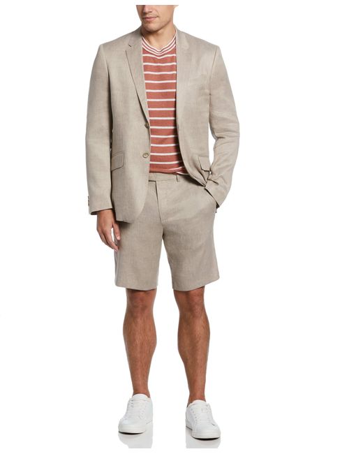Perry Ellis Gray Slim Fit Linen Blend Summer Suit Jacket for men