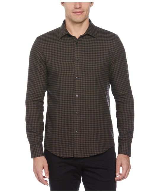 Perry Ellis Gray Tonal Gingham Flannel Shirt for men