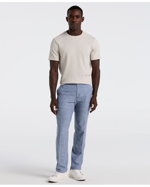 Perry Ellis White Slim Fit Flat Front Linen Blend Chino Pants for men