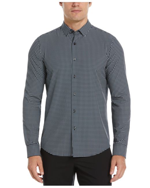 Perry Ellis Gray Slim Fit Total Stretch Geometric Pattern Shirt Pants for men