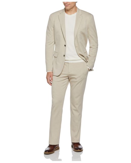 Perry Ellis Natural Slim Fit Taupe Solid Knit Suit for men