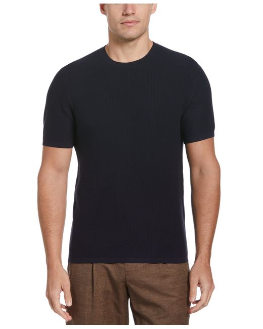 Perry Ellis Black 'Tech Knit Vertical Ribbed Sweater T-Shirt for men