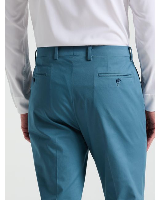 Perry Ellis Blue Slim Fit Solid Cotton Blend Suit Pants for men