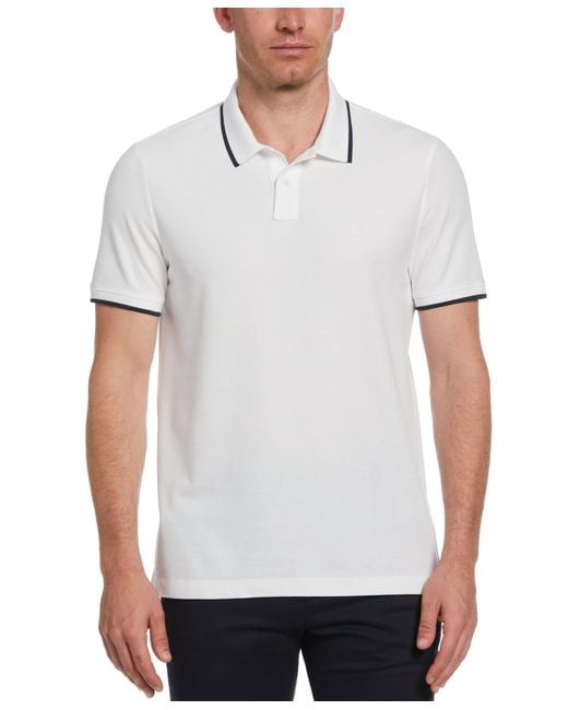 Perry Ellis White Pique Polo Shirt for men