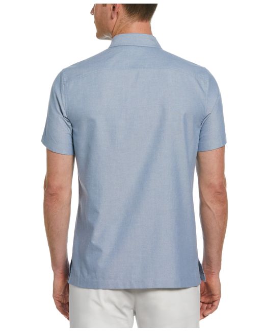 Perry Ellis Blue Short Sleeve Solid Oxford Shirt for men