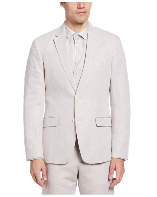 Perry Ellis Gray Linen Blend Solid Twill Suit Jacket for men