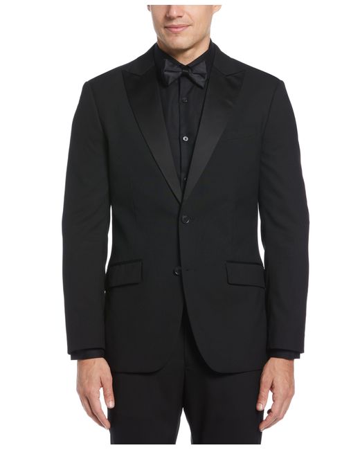 Perry Ellis Black Slim Fit Contrast Tuxedo Jacket for men