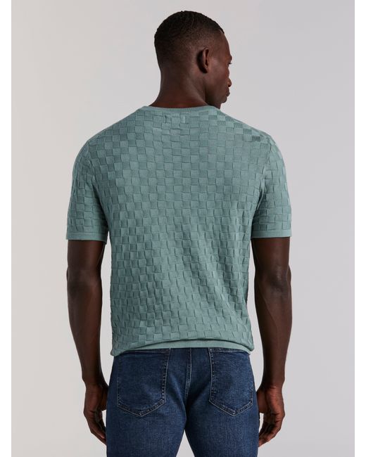 Perry Ellis Gray Square Pattern Crew Neck Sweater T-Shirt for men