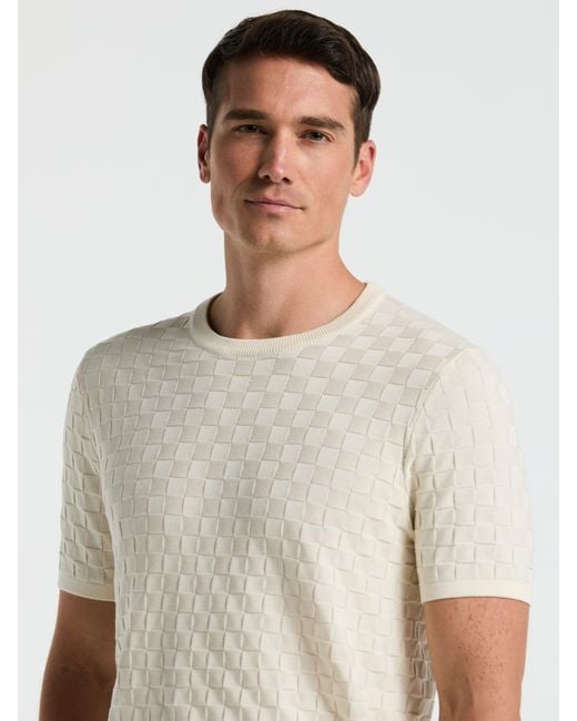 Perry Ellis Gray Square Pattern Crew Neck Sweater T-Shirt for men