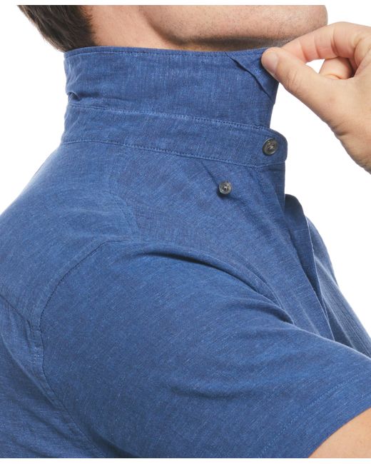 Perry Ellis Blue Slim Fit Linen Heather Shirt for men