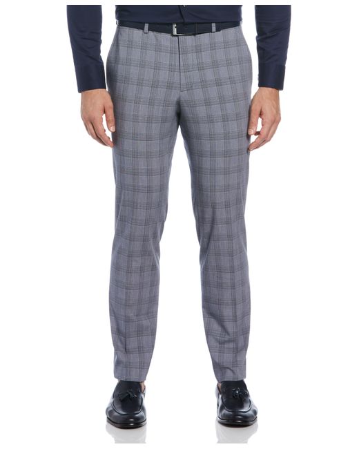 Perry Ellis Blue Slim Fit Plaid Suit Pant for men