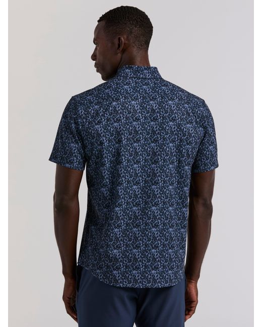 Perry Ellis Blue Slim Fit Watercolor Print Shirt for men