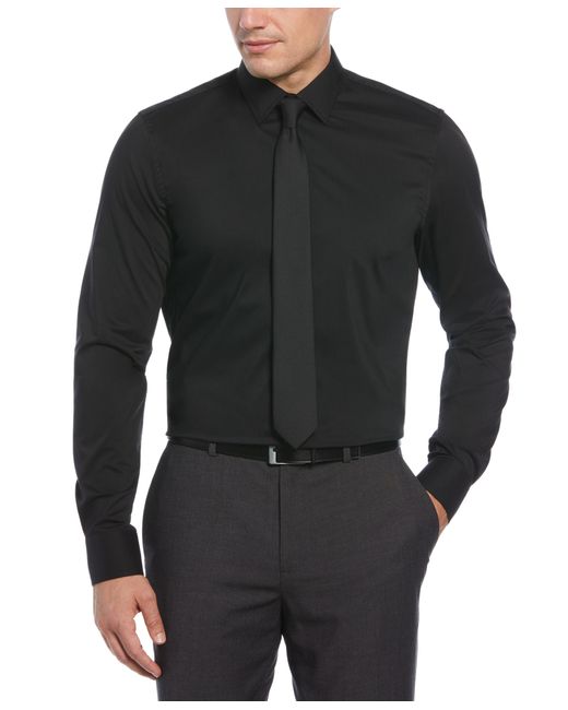 Perry Ellis Tech + Stretch Cotton Blend Dress Shirt in Black for Men | Lyst
