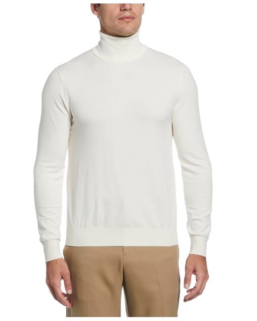 Perry Ellis White Solid Tech Knit Turtleneck Sweater for men