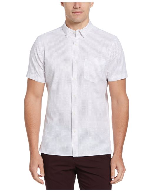 Perry Ellis White Total Stretch Slim Fit Dot Print Shirt for men