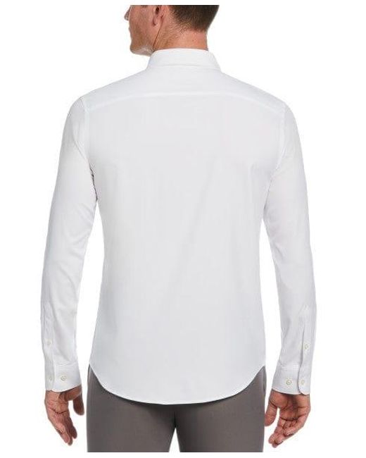 Perry Ellis White 'Untucked Total Stretch Slim Fit Shirt for men